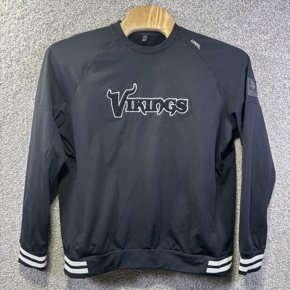 Minnesota Vikings Sweatshirt Mens XL Black NFL Football UNRL Crewneck Pullover‎